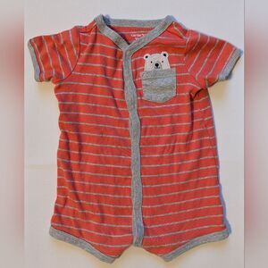 Carter's Striped Red and Gray Bear Bodysuit
